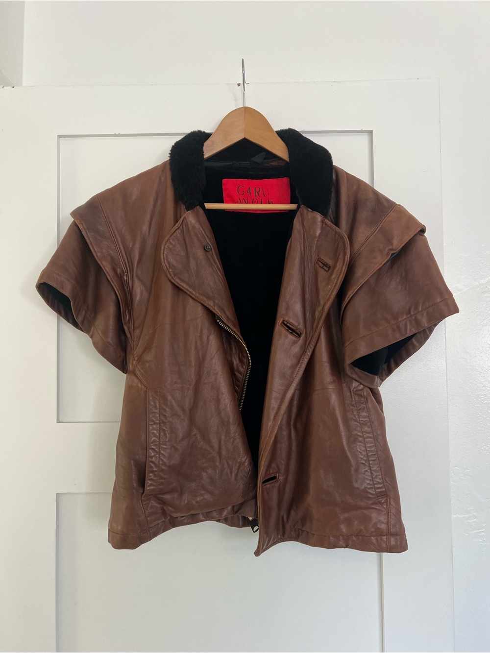 Vintage GARD WOLF Brown Leather Shearling Collar Jacket